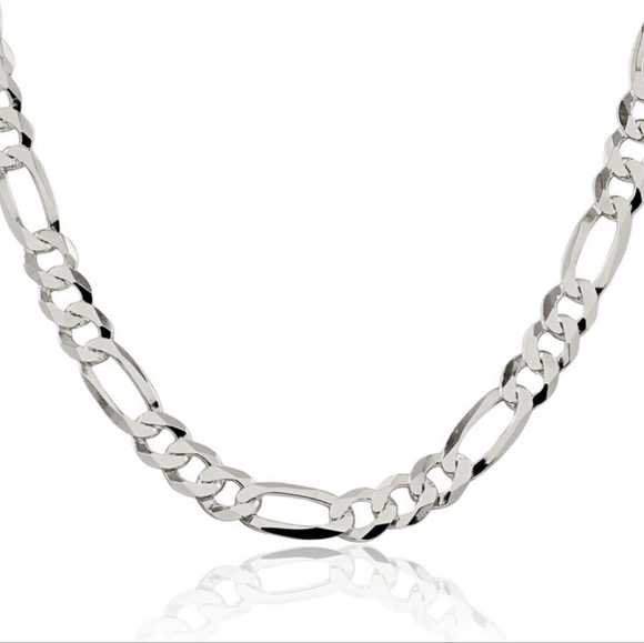 Vintage Figaro Sterling Silver 925 Chain Necklace with Diamond-Cut Links - Picture 12 of 16